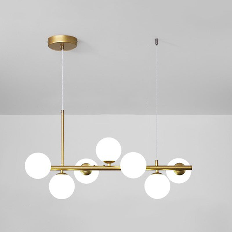 Modern Metal Ceiling Light Ball Shape Pendant Lamp with Glass Shade for Living Room