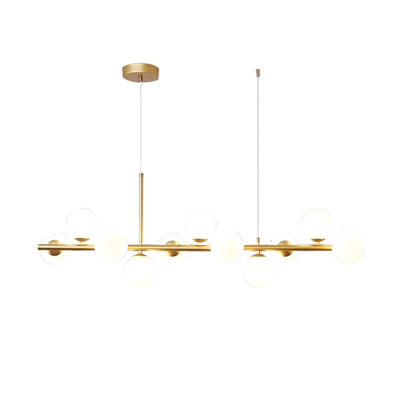 Modern Metal Ceiling Light Ball Shape Pendant Lamp with Glass Shade for Living Room