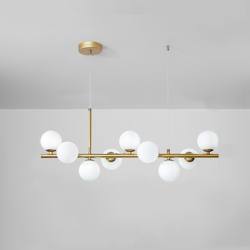 Modern Metal Ceiling Light Ball Shape Pendant Lamp with Glass Shade for Living Room