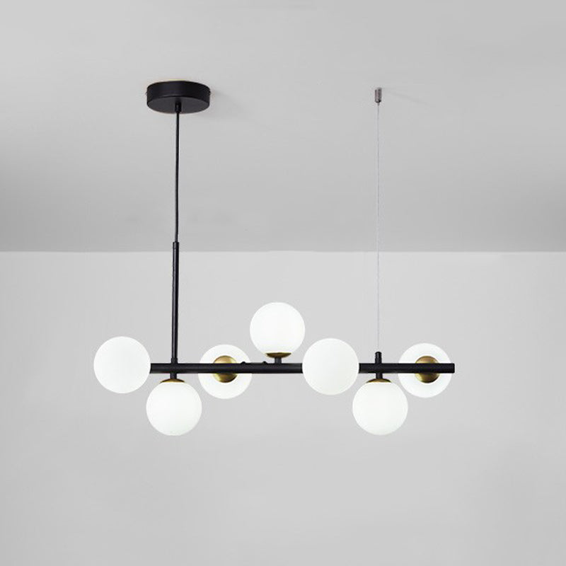 Modern Metal Ceiling Light Ball Shape Pendant Lamp with Glass Shade for Living Room