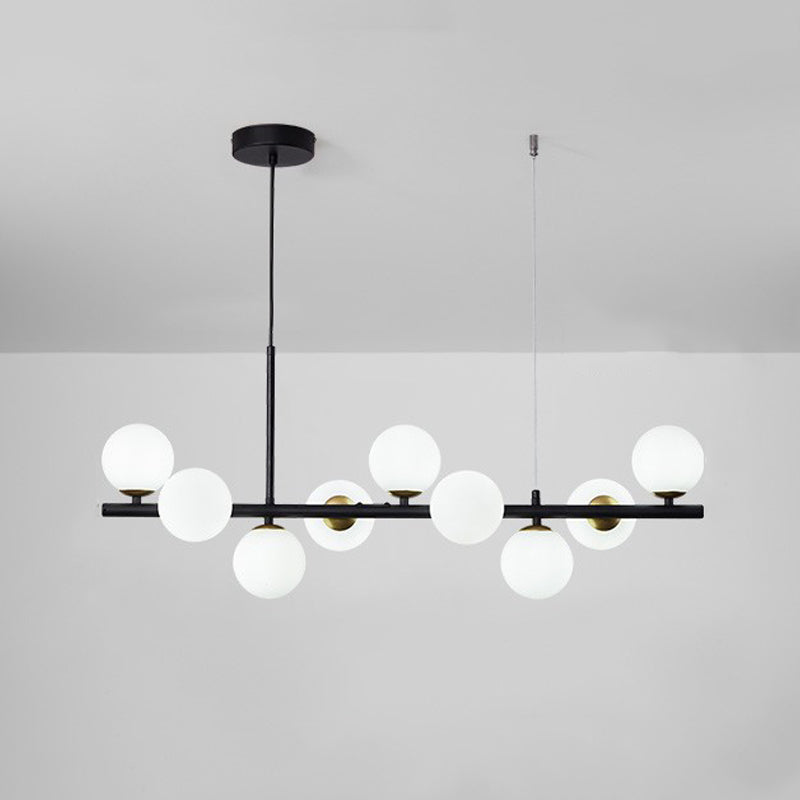 Modern Metal Ceiling Light Ball Shape Pendant Lamp with Glass Shade for Living Room