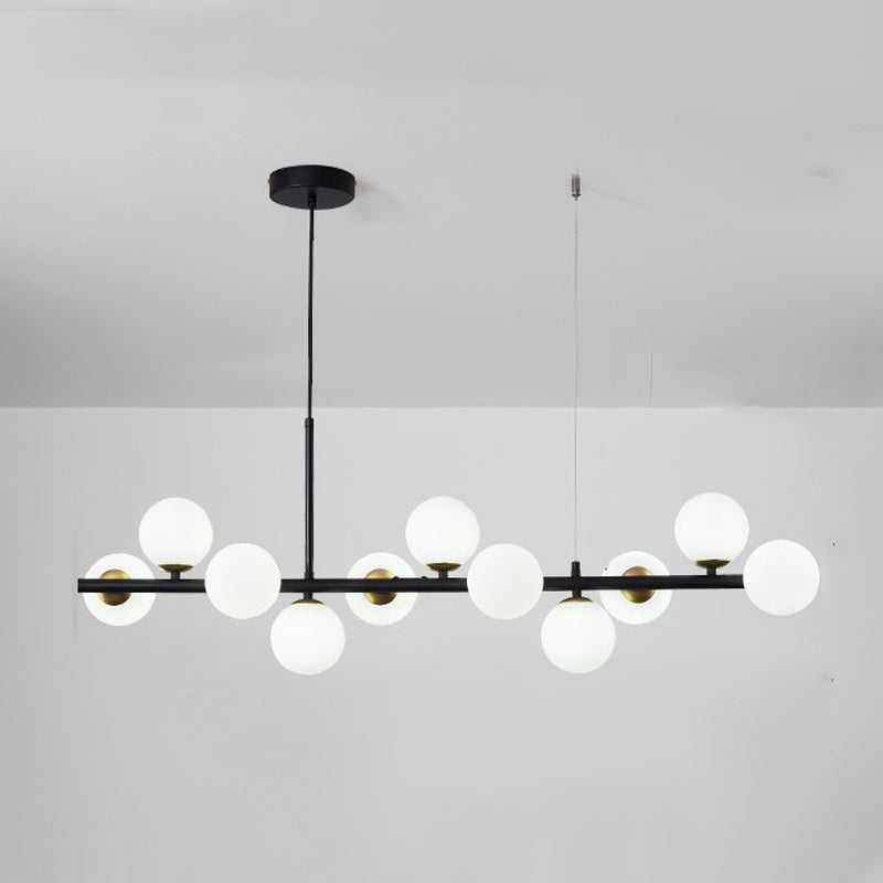Modern Metal Ceiling Light Ball Shape Pendant Lamp with Glass Shade for Living Room