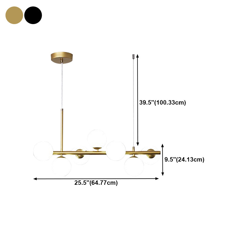 Modern Metal Ceiling Light Ball Shape Pendant Lamp with Glass Shade for Living Room