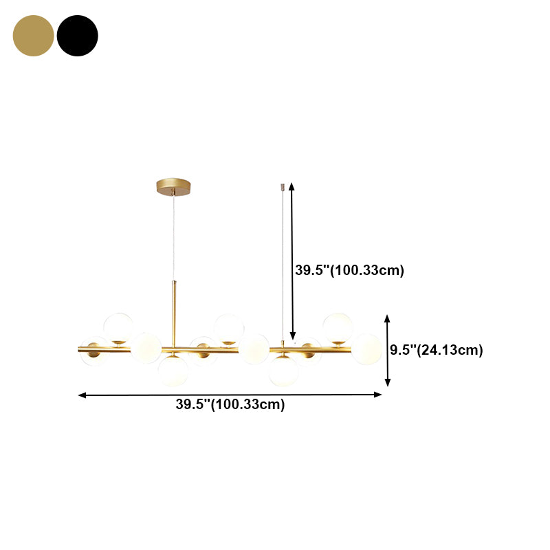 Modern Metal Ceiling Light Ball Shape Pendant Lamp with Glass Shade for Living Room