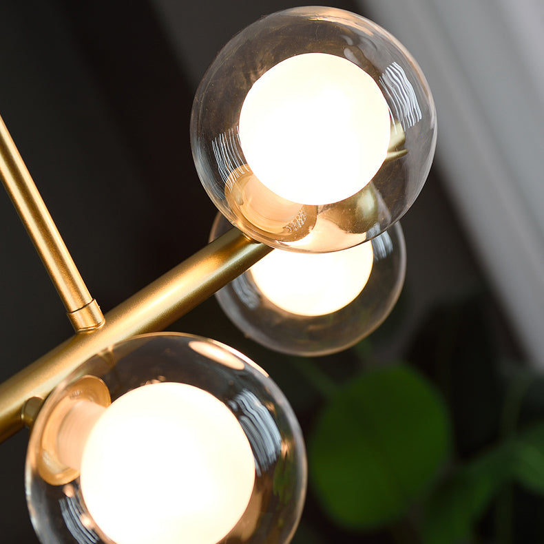 Modern Linear Shape Ceiling Light Metal Island Light with Glass Shade for Living Room