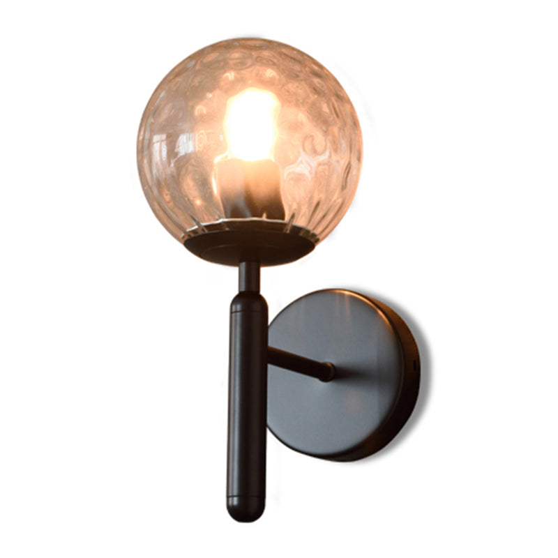 Modern Style Spherical Shape Wall Sconce Glass 1 Light Sconces for Bedside