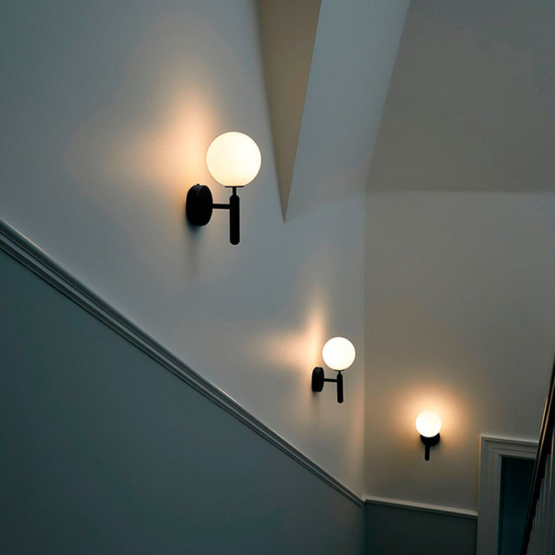 Modern Style Spherical Shape Wall Sconce Glass 1 Light Sconces for Bedside