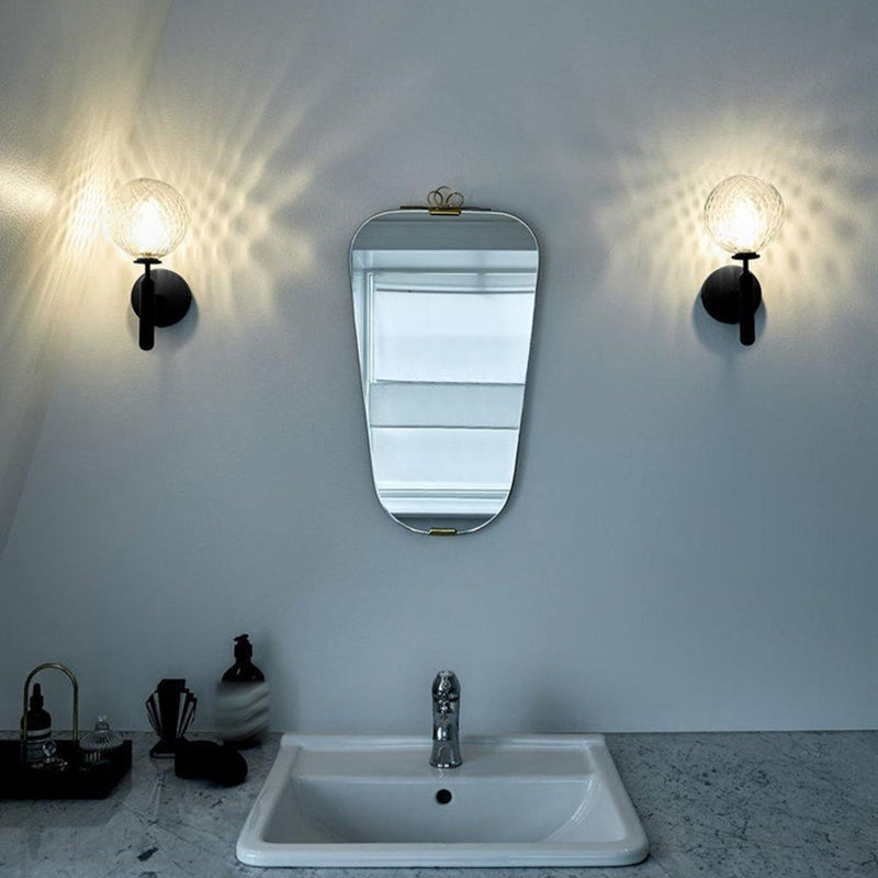 Modern Style Spherical Shape Wall Sconce Glass 1 Light Sconces for Bedside