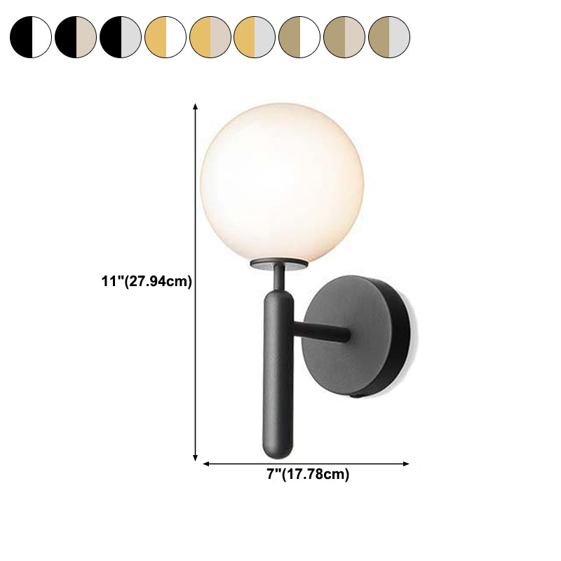 Modern Style Spherical Shape Wall Sconce Glass 1 Light Sconces for Bedside