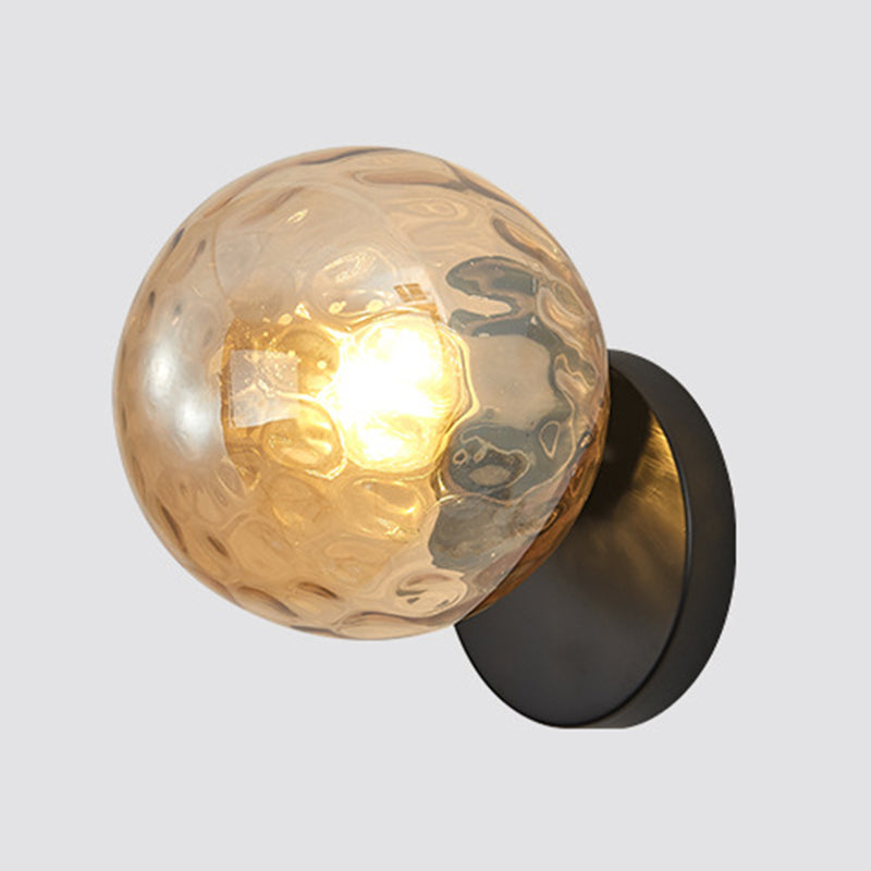 Glass Spherical Shape Wall Lights Modern Style 1 Light Wall Mount Fixture for Living Room