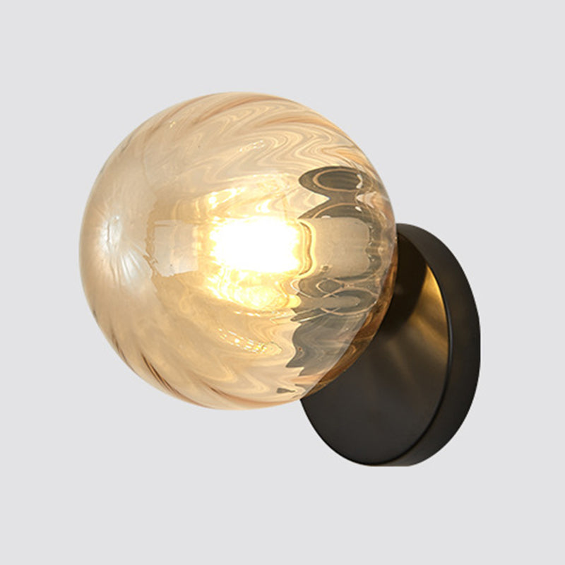 Glass Spherical Shape Wall Lights Modern Style 1 Light Wall Mount Fixture for Living Room