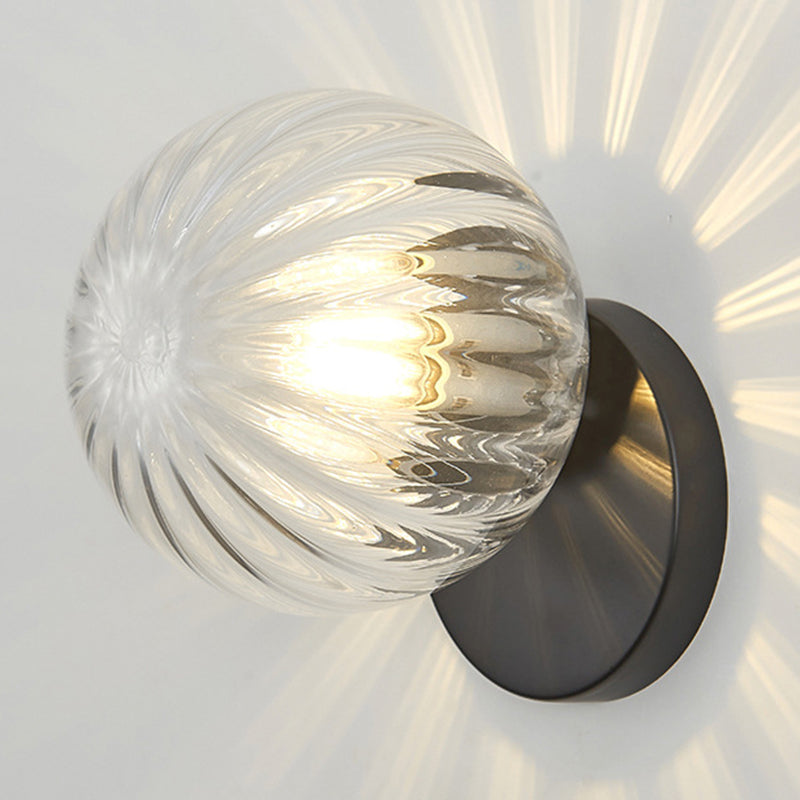 Glass Spherical Shape Wall Lights Modern Style 1 Light Wall Mount Fixture for Living Room