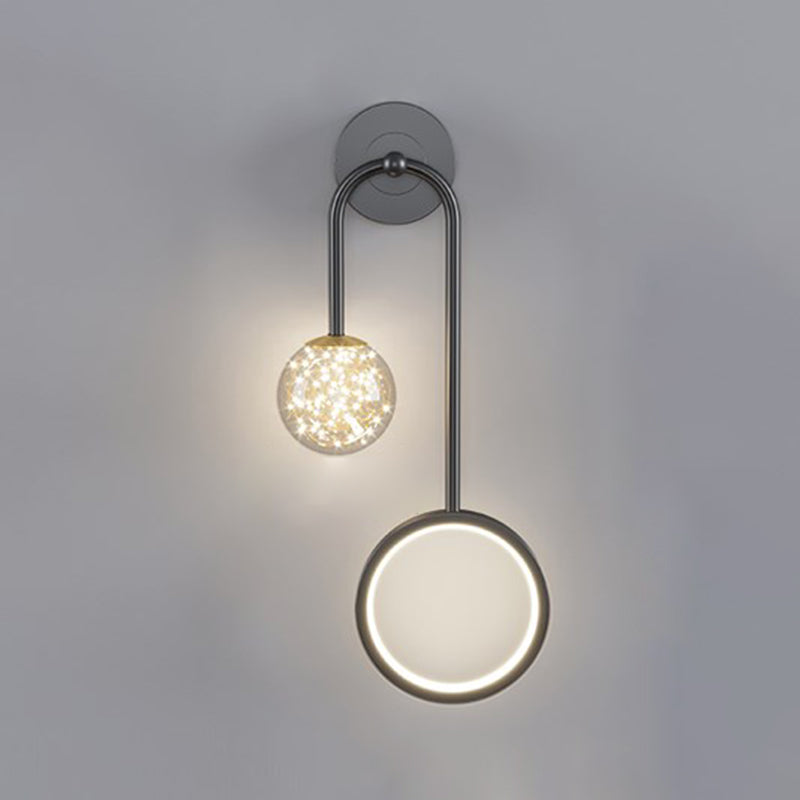 Glass Spherical Shape Wall Lights Modern Style 2 Light Wall Mount Fixture for Bedroom