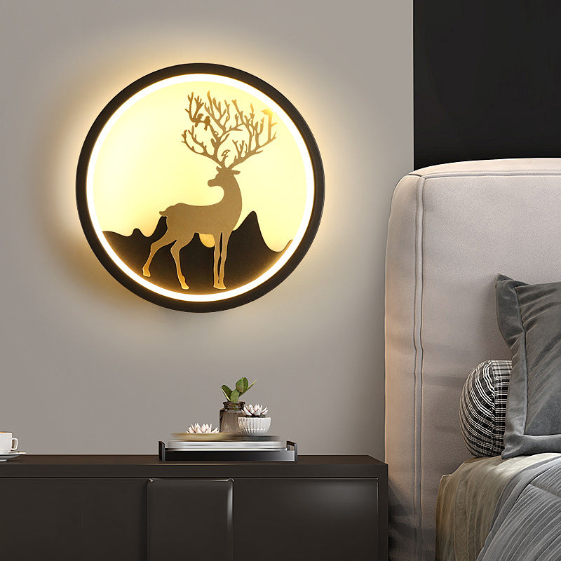 Contemporary Style Round Wall Mounted Lamps Metal 1 Light Sconce Light Fixture