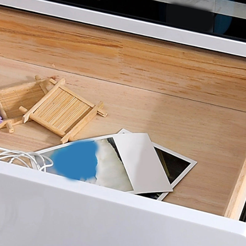 Metal Base Cabinet with 2 Drawers White/black Table Top Nightstand