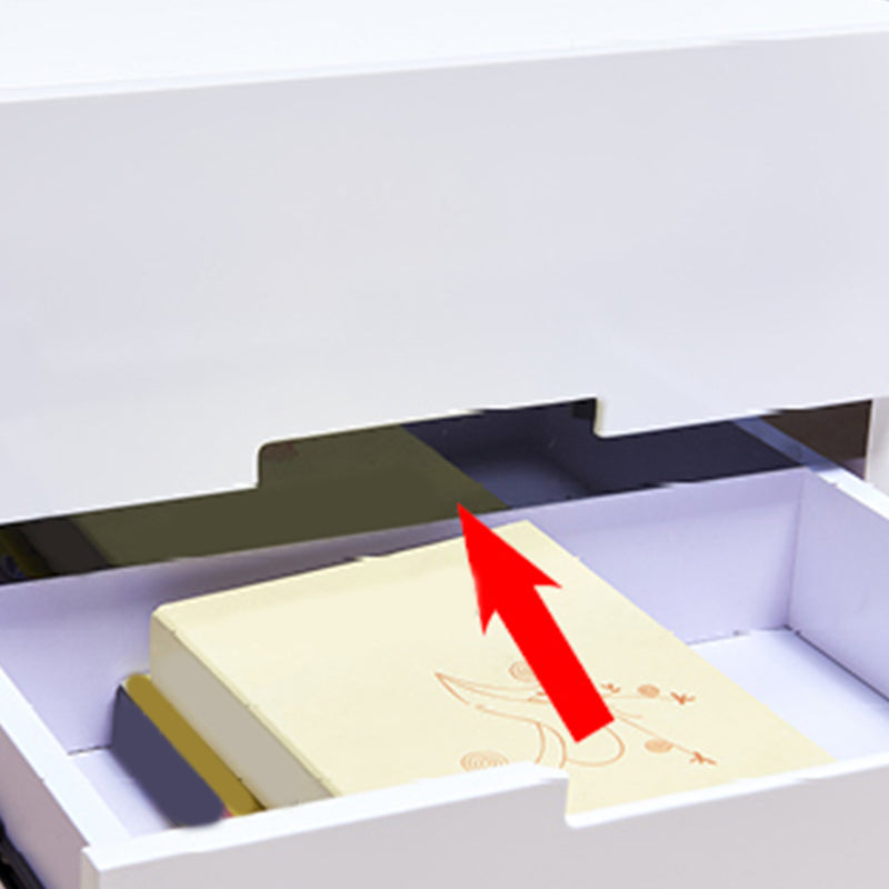 Metal Base Cabinet with 2 Drawers White/black Table Top Nightstand