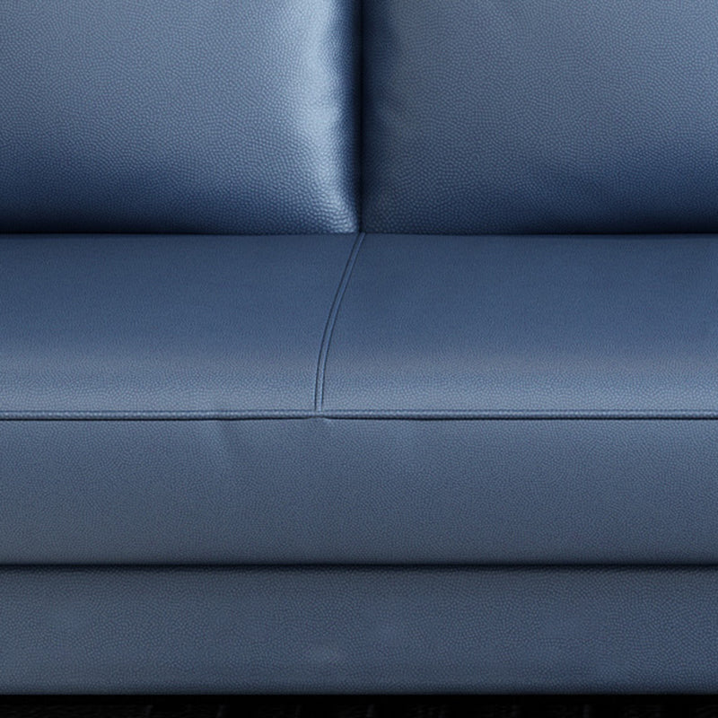 Scandinavian Dark Blue Faux Leather Pillow Top Arm Sofa/Sectionals with Wear-Resistant