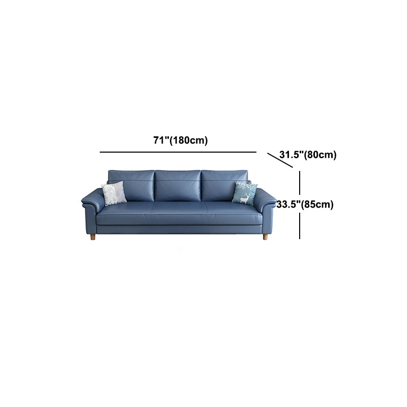 Scandinavian Dark Blue Faux Leather Pillow Top Arm Sofa/Sectionals with Wear-Resistant