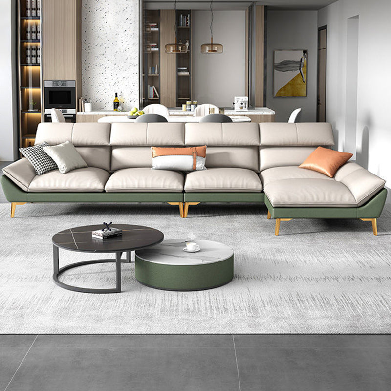 Beige Faux Leather Removable Cushions Sofa/Sectionals with Stain-Resistant