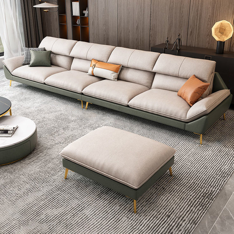 Beige Faux Leather Removable Cushions Sofa/Sectionals with Stain-Resistant