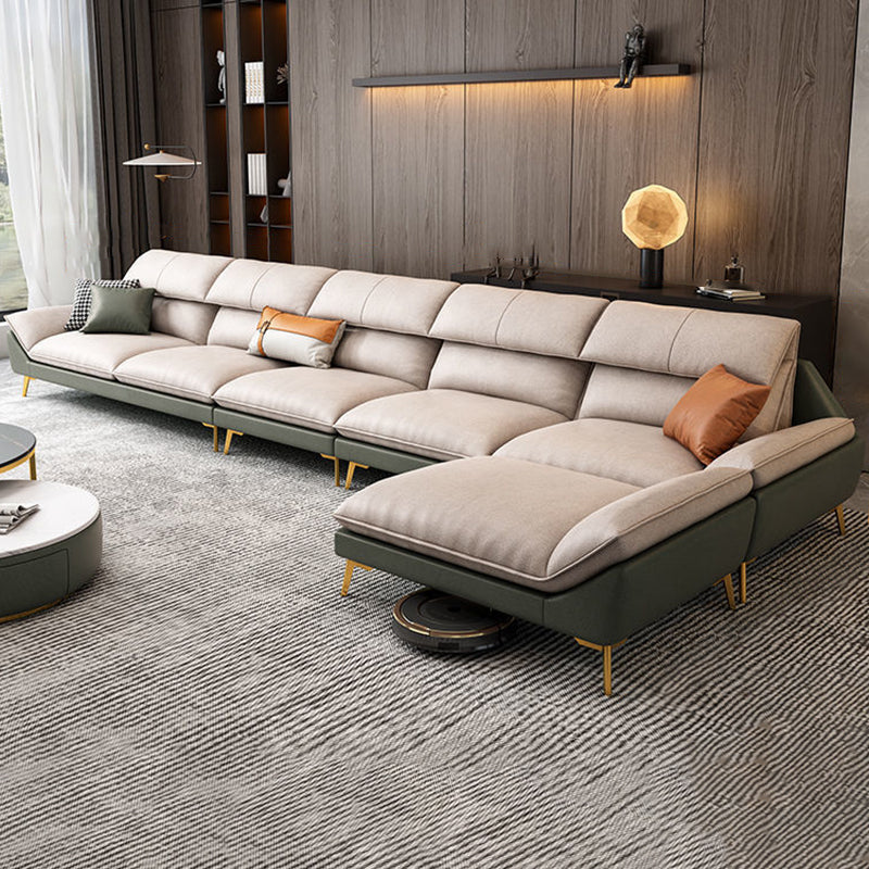Beige Faux Leather Removable Cushions Sofa/Sectionals with Stain-Resistant