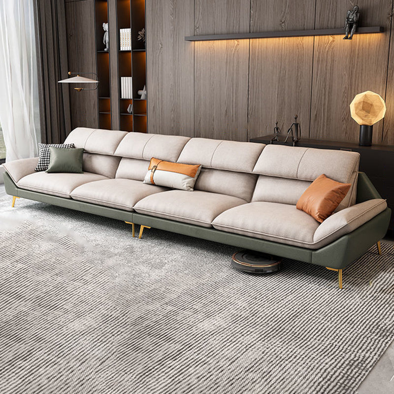 Beige Faux Leather Removable Cushions Sofa/Sectionals with Stain-Resistant