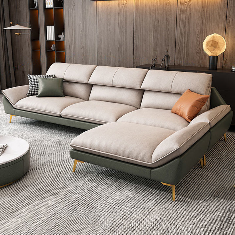 Beige Faux Leather Removable Cushions Sofa/Sectionals with Stain-Resistant