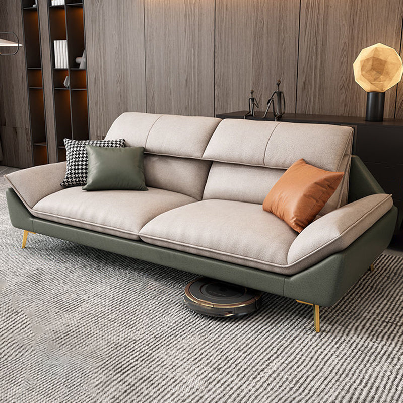 Beige Faux Leather Removable Cushions Sofa/Sectionals with Stain-Resistant