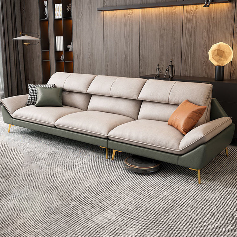 Beige Faux Leather Removable Cushions Sofa/Sectionals with Stain-Resistant