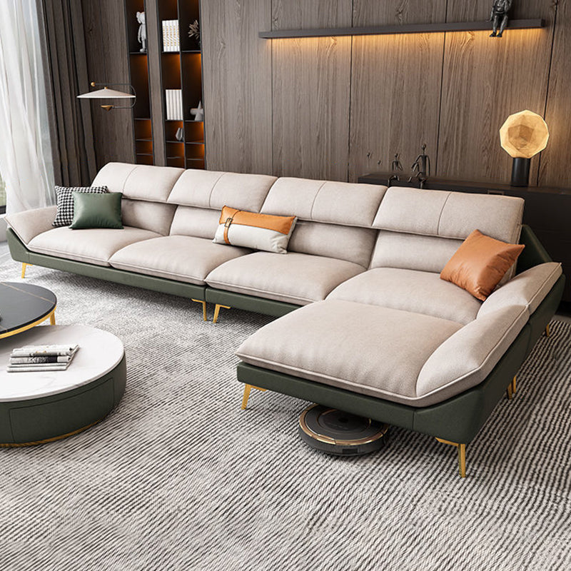 Beige Faux Leather Removable Cushions Sofa/Sectionals with Stain-Resistant
