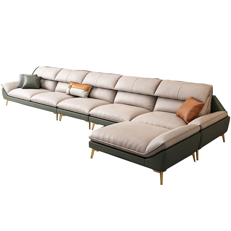 Beige Faux Leather Removable Cushions Sofa/Sectionals with Stain-Resistant