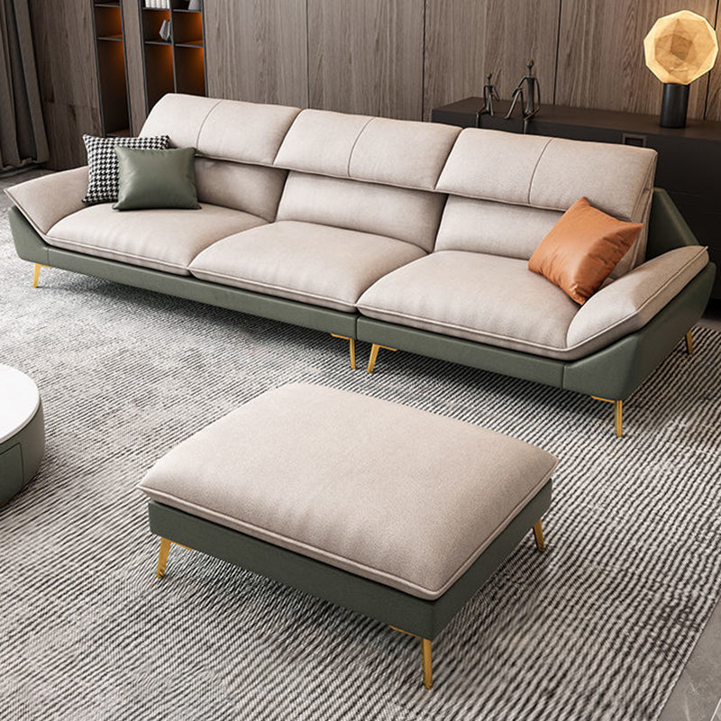 Beige Faux Leather Removable Cushions Sofa/Sectionals with Stain-Resistant