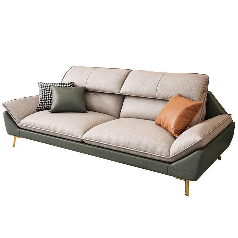 Beige Faux Leather Removable Cushions Sofa/Sectionals with Stain-Resistant