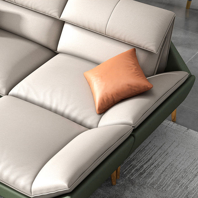 Beige Faux Leather Removable Cushions Sofa/Sectionals with Stain-Resistant