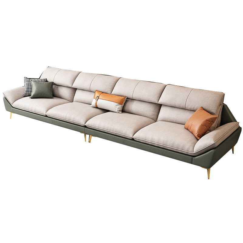 Beige Faux Leather Removable Cushions Sofa/Sectionals with Stain-Resistant