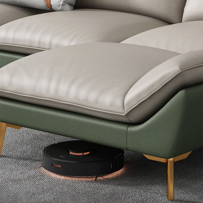 Beige Faux Leather Removable Cushions Sofa/Sectionals with Stain-Resistant