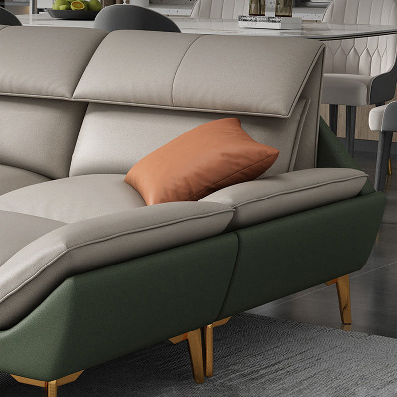 Beige Faux Leather Removable Cushions Sofa/Sectionals with Stain-Resistant