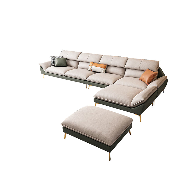 Beige Faux Leather Removable Cushions Sofa/Sectionals with Stain-Resistant