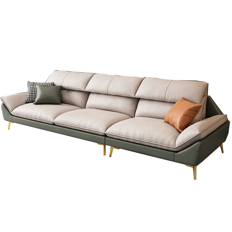 Beige Faux Leather Removable Cushions Sofa/Sectionals with Stain-Resistant