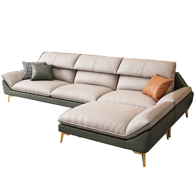 Beige Faux Leather Removable Cushions Sofa/Sectionals with Stain-Resistant