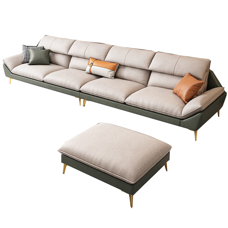 Beige Faux Leather Removable Cushions Sofa/Sectionals with Stain-Resistant