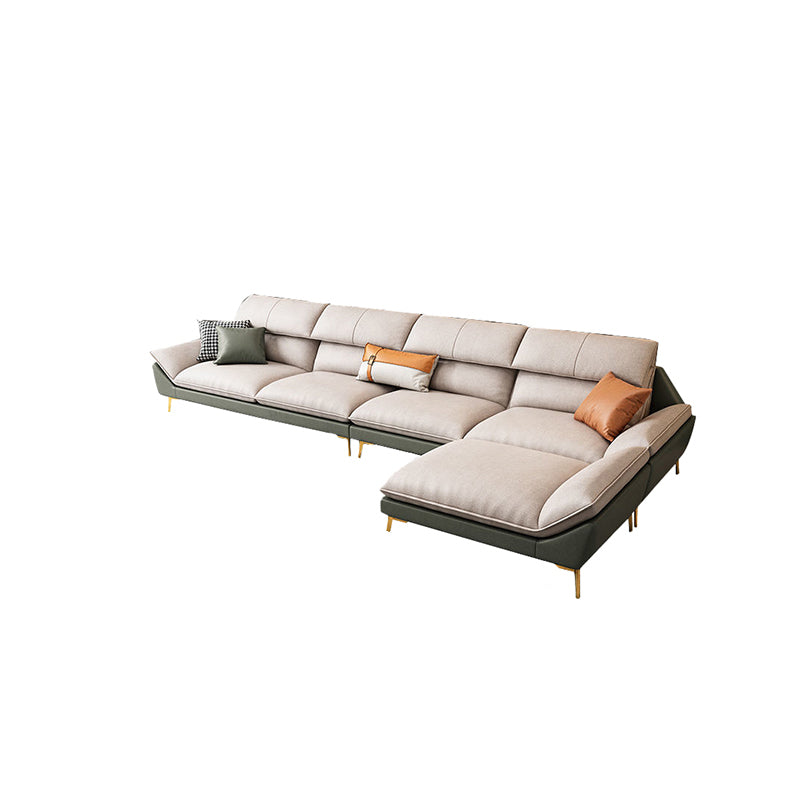 Beige Faux Leather Removable Cushions Sofa/Sectionals with Stain-Resistant