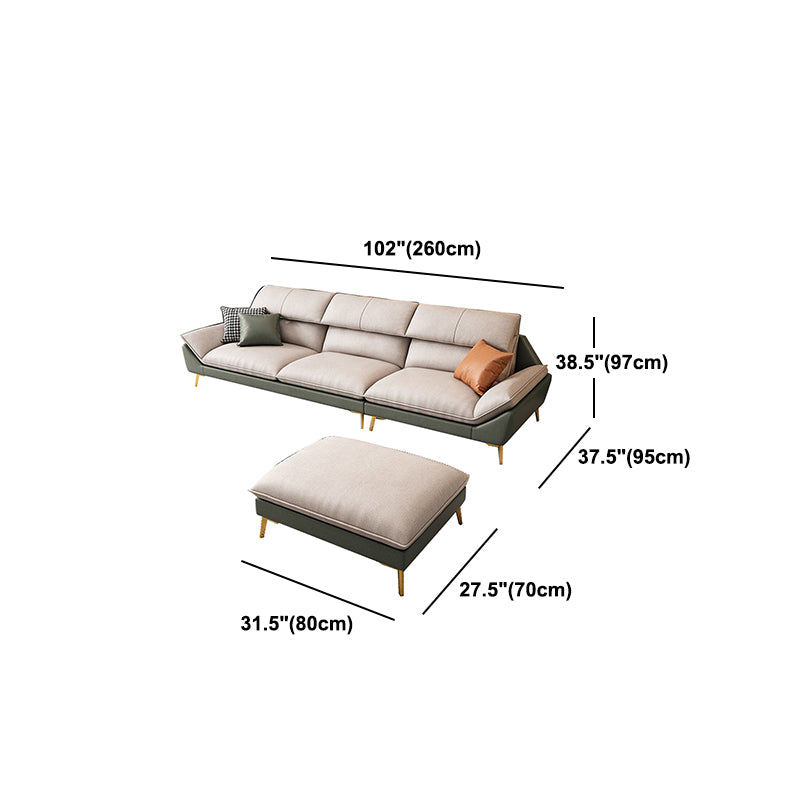 Beige Faux Leather Removable Cushions Sofa/Sectionals with Stain-Resistant