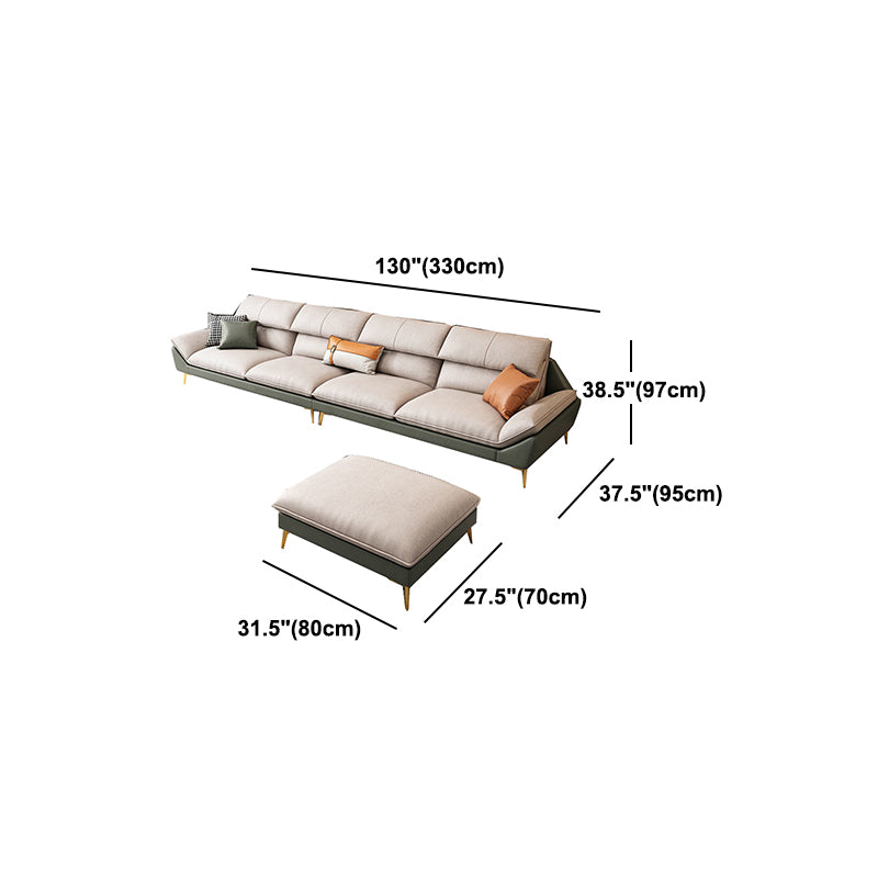 Beige Faux Leather Removable Cushions Sofa/Sectionals with Stain-Resistant