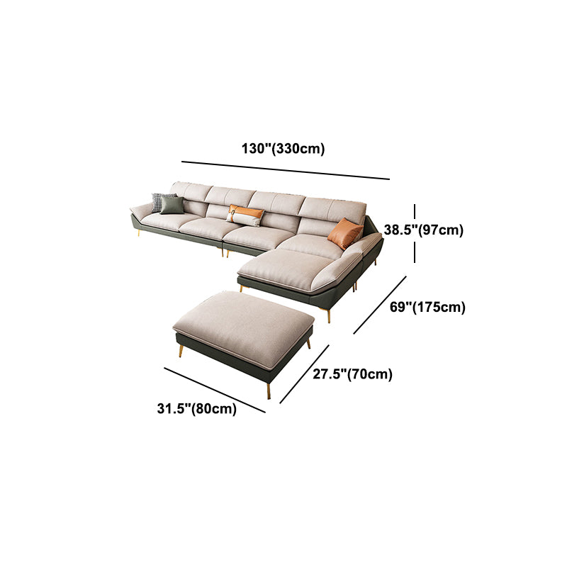 Beige Faux Leather Removable Cushions Sofa/Sectionals with Stain-Resistant