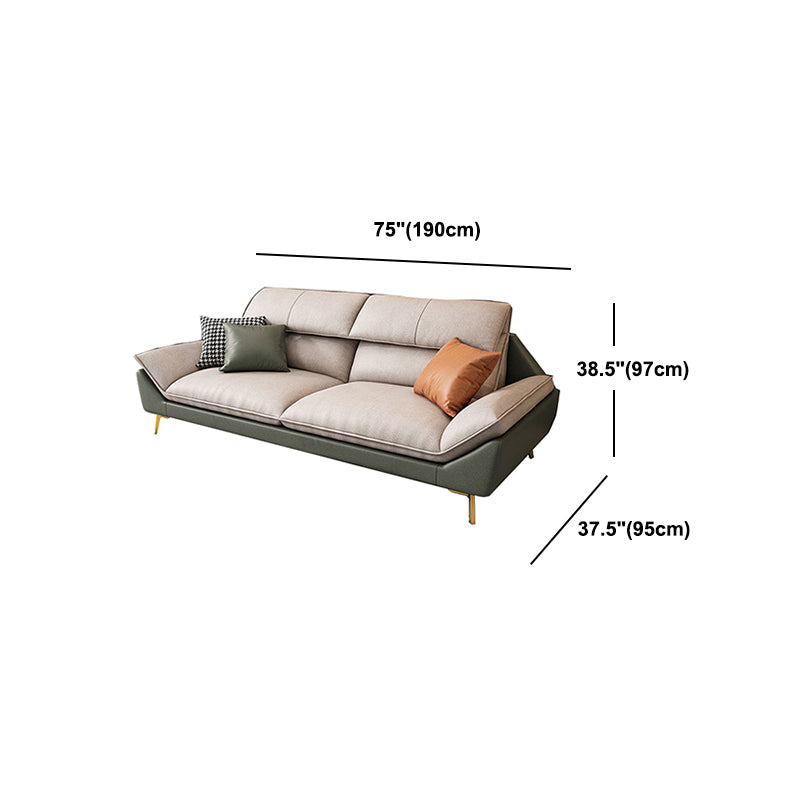 Beige Faux Leather Removable Cushions Sofa/Sectionals with Stain-Resistant