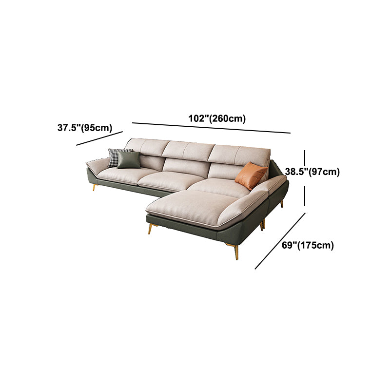 Beige Faux Leather Removable Cushions Sofa/Sectionals with Stain-Resistant