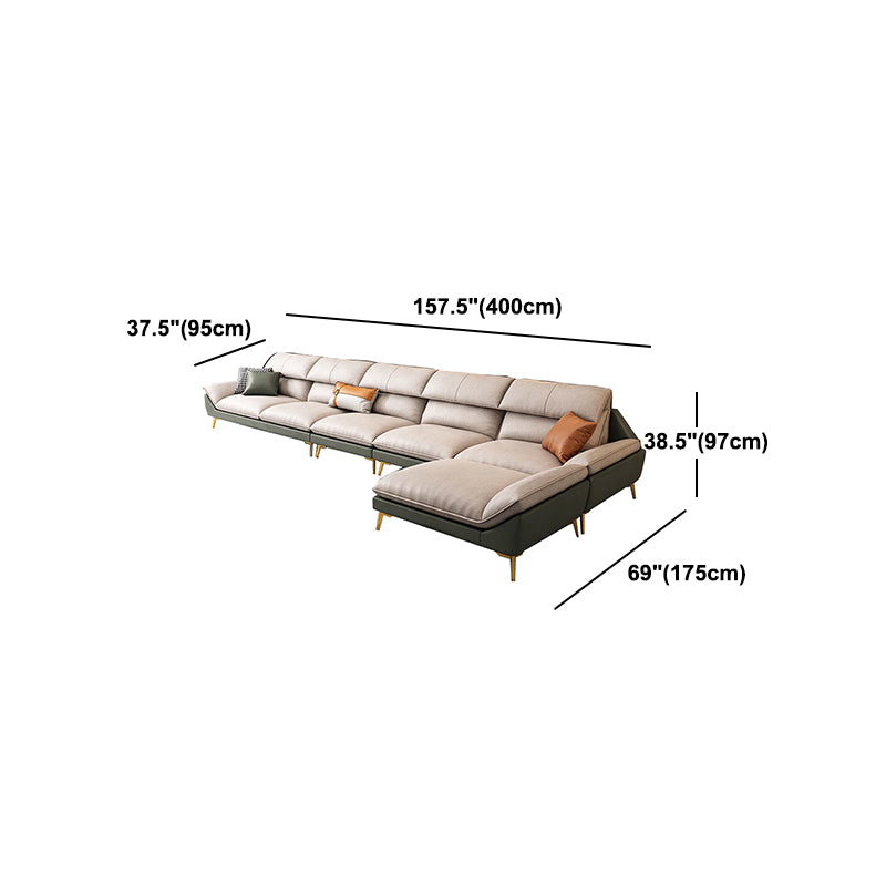 Beige Faux Leather Removable Cushions Sofa/Sectionals with Stain-Resistant