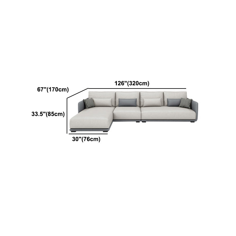 Modern Cream Faux Leather Straight Arm Sofa/Sectionals with water proof for Living Room