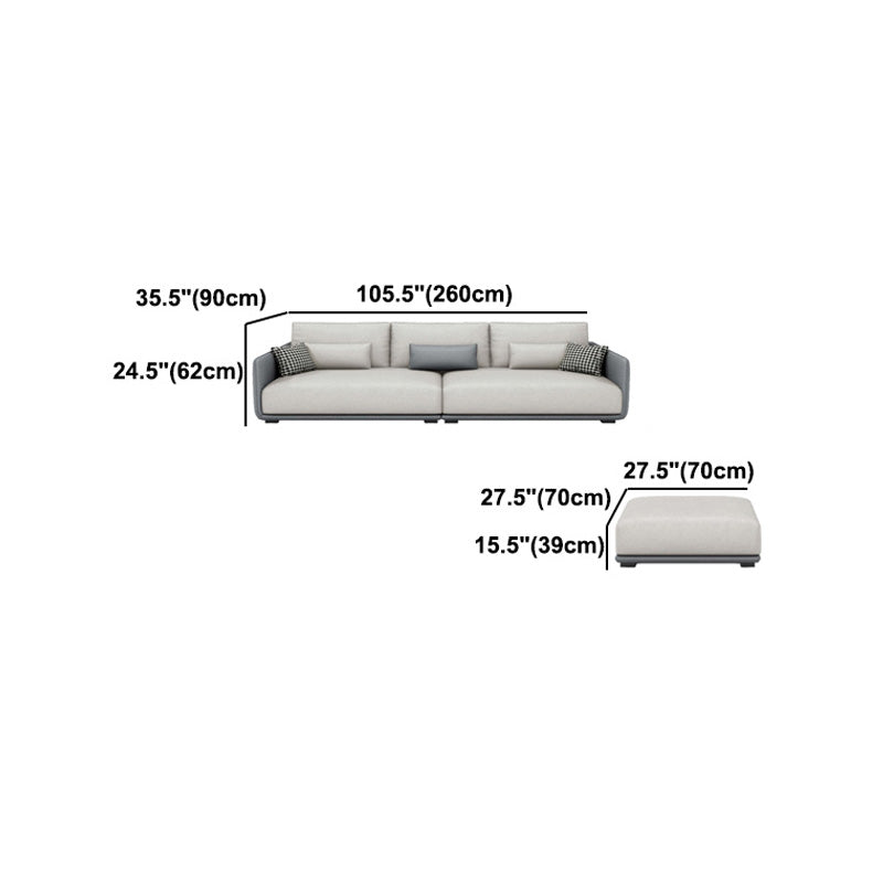 Modern Cream Faux Leather Straight Arm Sofa/Sectionals with water proof for Living Room